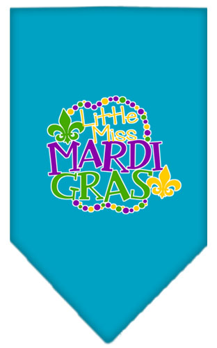 Miss Mardi Gras Screen Print Mardi Gras Bandana Turquoise Large